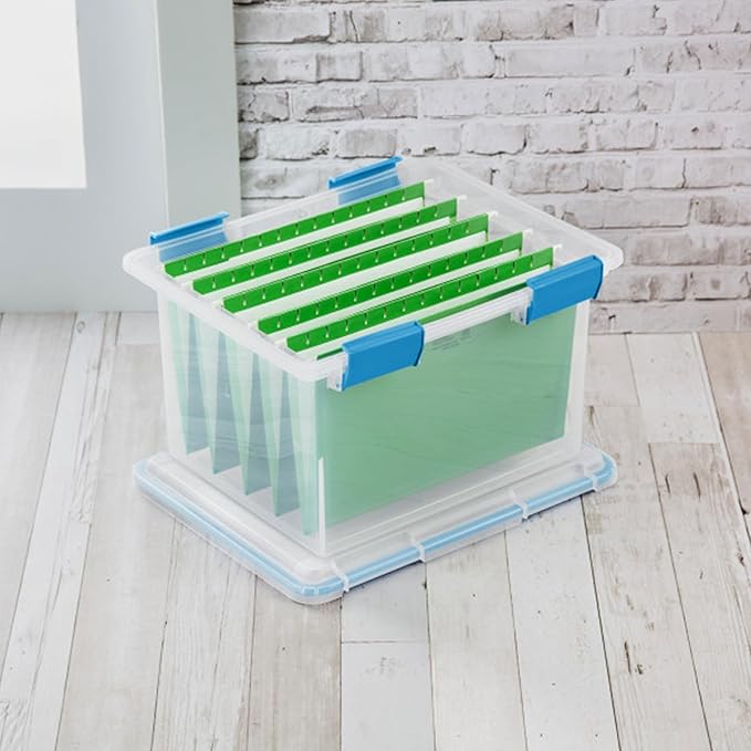 Sterilite 12-Pack Gasket Box, Weather-Resistant Storage Bins with Latching Lids, 32 Quart - Heavy-Duty Organizing Containers for Closet, Bathroom, and Office - Image 4