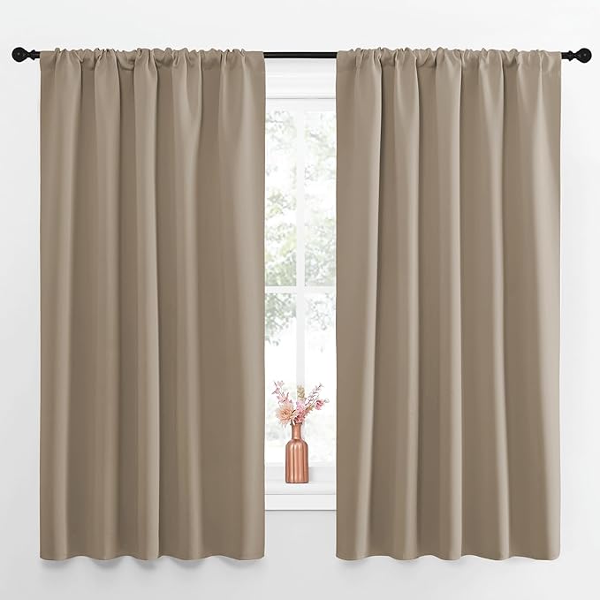 NICETOWN Blackout Curtains for Living Curtains, Taupe, Set of 2, 52 by 63 Inch, Window Treatment Blackout Curtain Panels, Home Decor Thermal Insulated Solid Drapes for Bedroom by NICETOWN