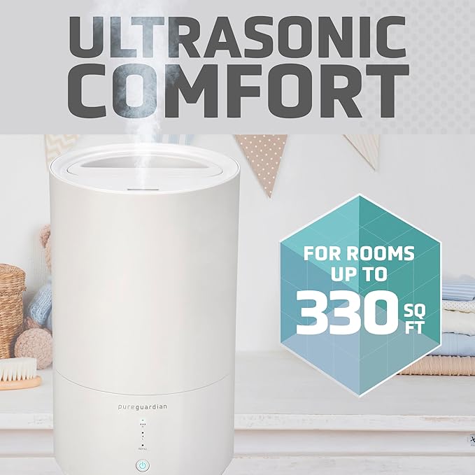 PureGuardian 30-Hour 0.80 Gal. Top Fill Cool Mist Ultrasonic Humidifier for Home with Aromatherapy Tray, Covers 320 Sq. Ft, White, H950AR - Image 4