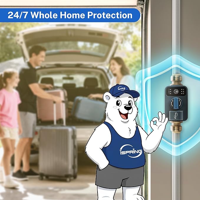 iSpring LS43WL Smart Leak Shut-Off System, Automatic Water Leak Detector with 1 Wired & 1 Wireless Sensor, Whole-Home Water Damage Protection, 1" MNPT + 3/4" FNPT - Image 6