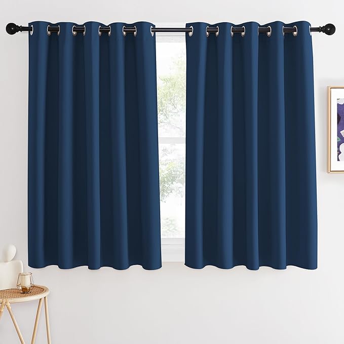 NICETOWN Blackout Curtains 54 Inches Long, Thermal Insulated Room Darkening Curtains for Bedroom, Window Treatment Drapes for Living Room Nursery (W66 x L54 Inch, Moroccan Blue, 1 Panel) by NICETOWN