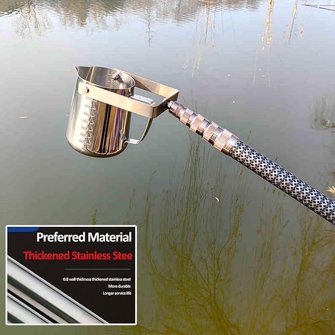 Water Sampling Pole,Telescopic Water Sampler,Pendulum Beaker Sampler with Swivel & Fixed!for Environmental Monitoring,Water Quality Sample Collection(Size:1000ml,7m(22.9ft),Color:Plastic) - Image 6
