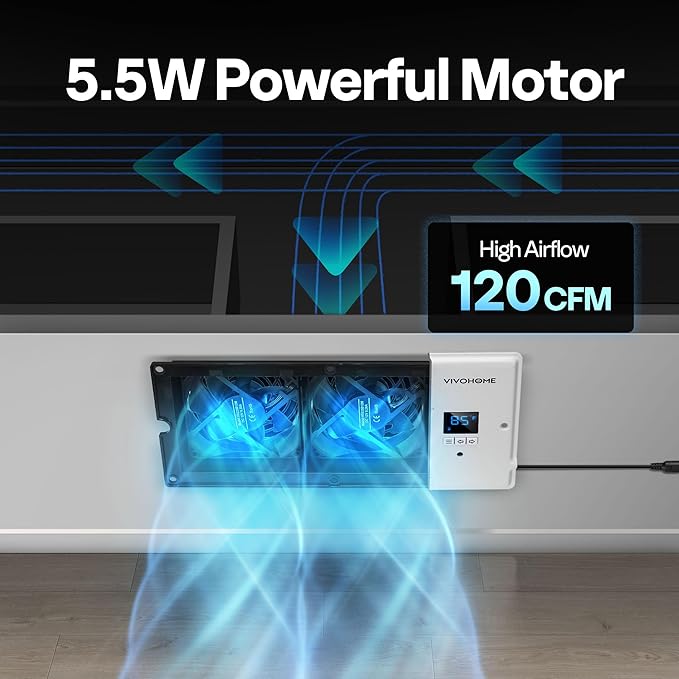 VIVOHOME 4"x10" Opening Smart Vent Register Booster Fan with Intelligent Thermostat & 10-Speed Remote Control - 11.4" x 5.5‘’ Vent Cover for Room, Floor, Wall - White - Image 3