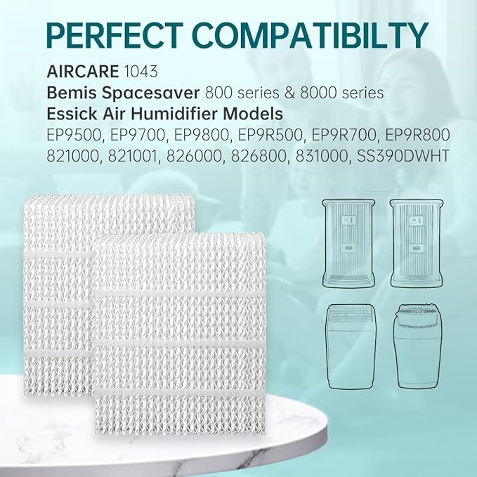 EP9800 1043 Super Wick Humidifier Replacement Filter Evaporative for AIRCARE EP9700 EP9500 SS390DWHT 821000 826000 826800 Bemis Space Saver 800 Series Essick Air EP9R-Series 2 Packs - Image 4