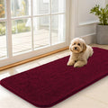 OLANLY Dog Door Mat for Muddy Paws 47x20, Absorbs Moisture and Dirt, Absorbent Non-Slip Washable Doormat, Quick Dry Chenille Mud Mat for Dogs, Entry Indoor Entryway Carpet for Inside Floor, Burgundy by OLANLY