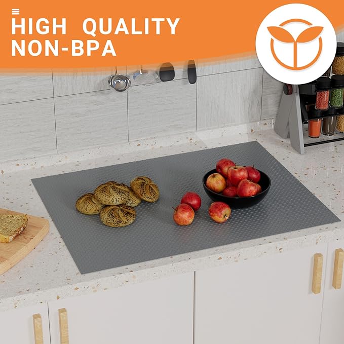 FLPMIX Shelf Liners for Kitchen Cabinets: Dark Grey Waterproof Bathroom Drawer Paper 10" x 396" - Easy to Cut Non-Adhesive Small Kitchen Cupboard Mat for Pantry Shelves - Image 4