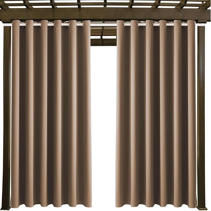 Waterproof Outdoor Curtain W84 x L120 - Grommet Top Sunlight Blocking Window Treatment Drapes Blackout Curtains for Home Bedroom Living Room Patio Pergola Cabana Gazebo (Camel Brown, 2 Panels) - Image 9