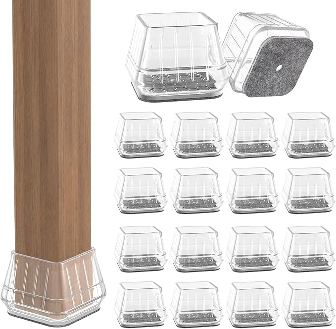 24PCS Square Chair Leg Floor Protectors for Hardwood Floors, Thicken Rubber Chair Leg Cap Covers, Non Slip Furniture Leg Pads to Protect Wood Tile Floors from Scratches and Reduce Noise by Violibar