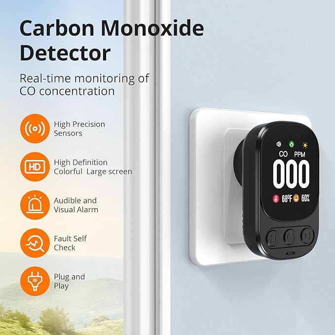 3-in-1 Carbon Monoxide Detectors INKBIRDPLUS Carbon Monoxide Detector Plug in for Travel with Temperature & Humidity Sensor Built-in, CO Gas Level Monitor Alarm for Kitchen, Accurate & Easy to Install - Image 4