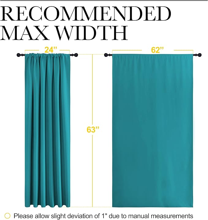 NICETOWN Peacock Blue Blackout Curtains Panels for Window, Thermal Insulated Rod Pocket Blackout Drapes/Draperies for Living Room (2 Panels, W62 x L63 inches) - Image 7