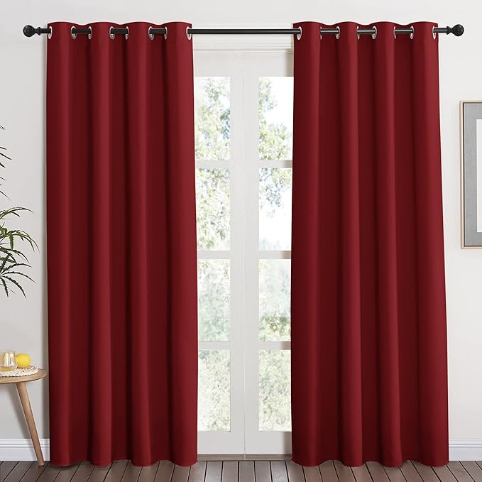 NICETOWN Burgundy Curtains for Living Room - (Burgundy Red) Home Decor Energy Smart Thermal Insulated Window Treatment Drape/Drapery for Patio Door, 52x84 Inch,1 Piece by NICETOWN