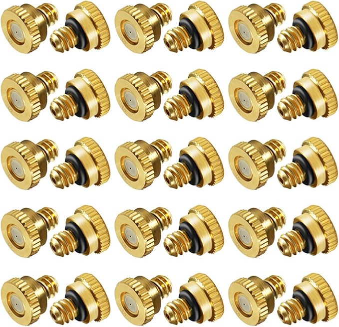 KUWAN 30pcs Brass Misting Nozzles for Cooling System 0.019" (0.5 mm) 10/24 UNC Garden (0.019) by KUWAN
