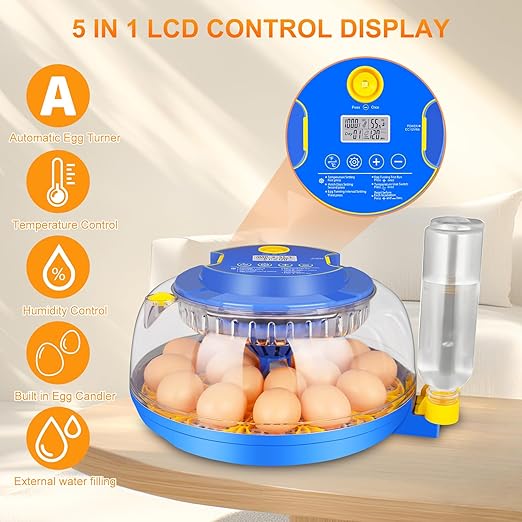 Automatic Egg Incubator with Auto-Turning & Humidity Control, 18 Eggs Capacity with Dual Egg Trays - Hatcher for Chicken, Duck, Quail Eggs, Huevos, Poultry Breeding Equipment - Image 2