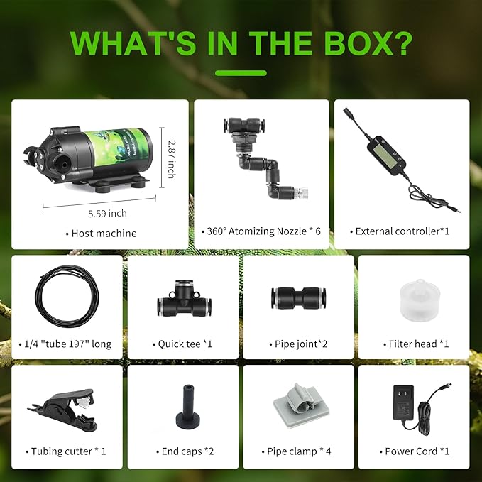 Reptile Mister System, External Timer & 360° Adjustable Nozzle, Humidifier for Reptiles, Amphibians, Rainforest Plants and Aquariums - Image 5