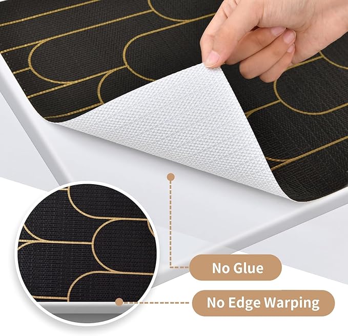 Shelf Liners for Kitchen Cabinets Drawer Liner 12in x 30FT Non Adhesive Black Gold Line Thickened Refrigerator Shelf Liner Paper Strong Easy to Clean for Tool Box with Knife and Tape Measure - Image 8