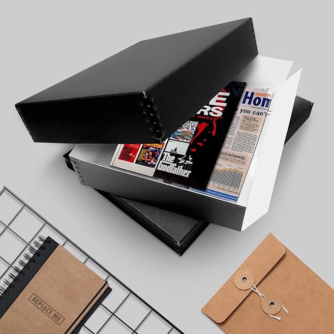 Lineco Archival 11 x 14 x 3 inches Museum Archival Storage Box, Drop Front Design, Acid-Free with Metal Edge. Preserves Photos Documents, Black - Image 7