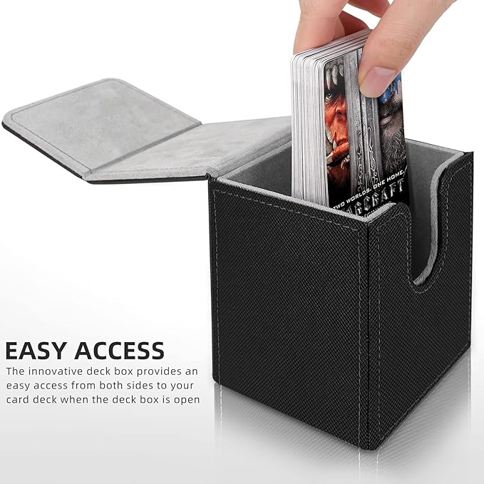 Mlikero 2 Pack Card Deck Box, Commander Deck Box Holds 200+ Single Sleeved Cards with 2 Dividers, Leather Magnetic Card Box Fit for MTG, TCG - Image 2