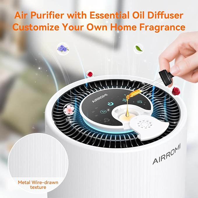 AIRROMI Air Purifier for Bedroom with HEPA 3-in-1 Filter, Pet Air Purifier for Home Cat Pee Smell, Covers Upto 990 Ft², Quiet 360° intake Air Cleaner for pet hair,allergies,Dust,Smoke A2001 White - Image 5