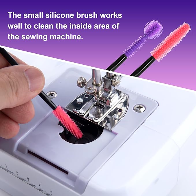 12pcs Silicone Crevice Cleaning Brushes, 3 Styles Small Sewing Machine Cleaner, Reusable Nook and Cranny Brushes for Keyboards, Gaps, Crafts - Purple Red - Image 5