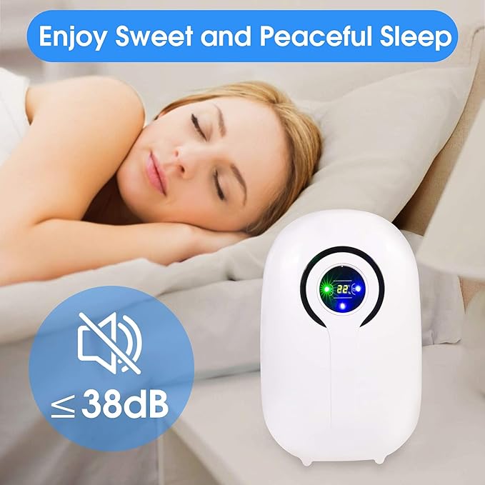 Dehumidifier for Home with LCD Display 37oz(1100ml) Small Ultra Quiet Portable Dehumidifier with Auto Shut-off,Up to 430 Sq.ft for Basements Bedroom Bathroom Garage Wardrobe RV - Image 3