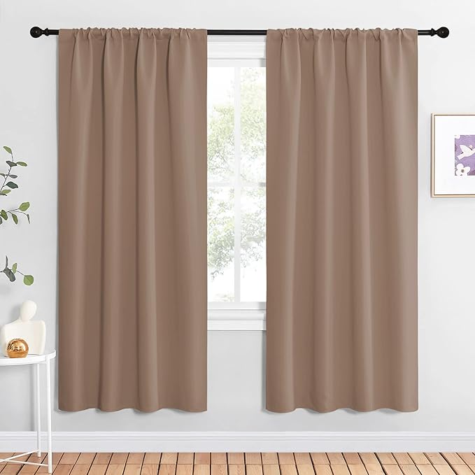 NICETOWN Kids Blackout Curtain Panels - Window Treatment Thermal Insulated Rod Pocket Blackout Drapes for Bedroom (Set of 2, 42 by 72 Inch, Cappuccino) by NICETOWN
