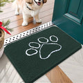 OLANLY Dog Door Mat for Muddy Paws 24x16, Paw Print Design, Absorbs Moisture and Dirt, Absorbent Non-Slip Washable Doormat, Quick Dry Chenille Mud Mat, Entry Indoor Entryway Carpet, Blackish Green by OLANLY