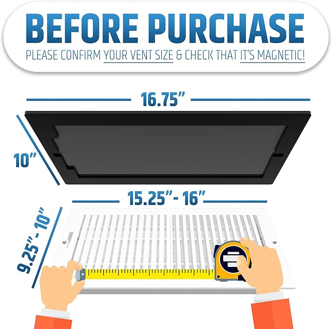 Powerful Magnetic Vent Covers (2-Pack) That Will Never Fall Off (Upgraded Design) - for Sealing Floor/Wall/Ceiling Registers of Width 9.25" to 10", Length 15.25" to 16" | Vent Not Included | White - Image 2