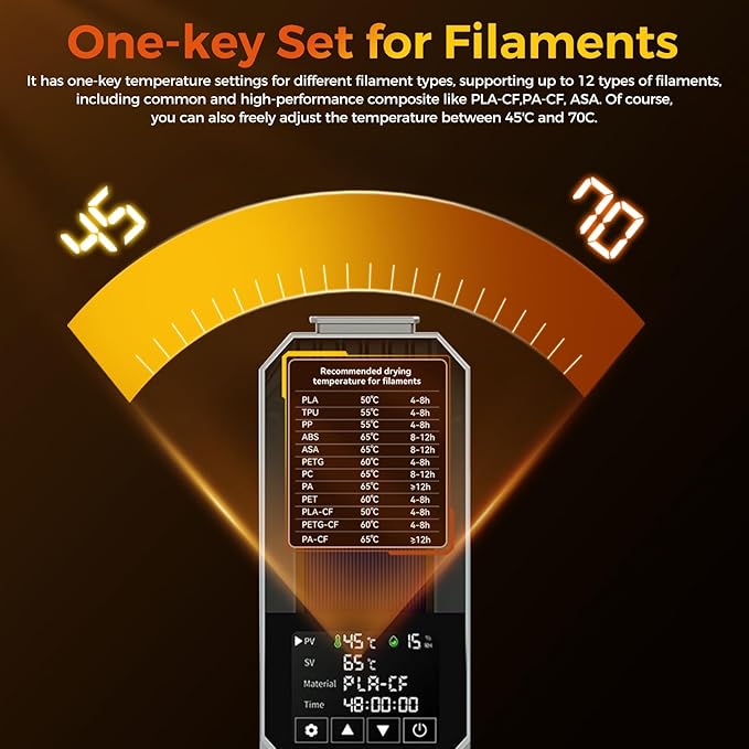 Creality Filament Dryer, Space Pi Filament Storage Box -Double 360° Heating with 110W PTC Heater LCD Touch Screen One-Key Set 3D Printer Filament, Dehydrator 1.75/2.85/3mm Support PLA PETG ABS TPU - Image 4