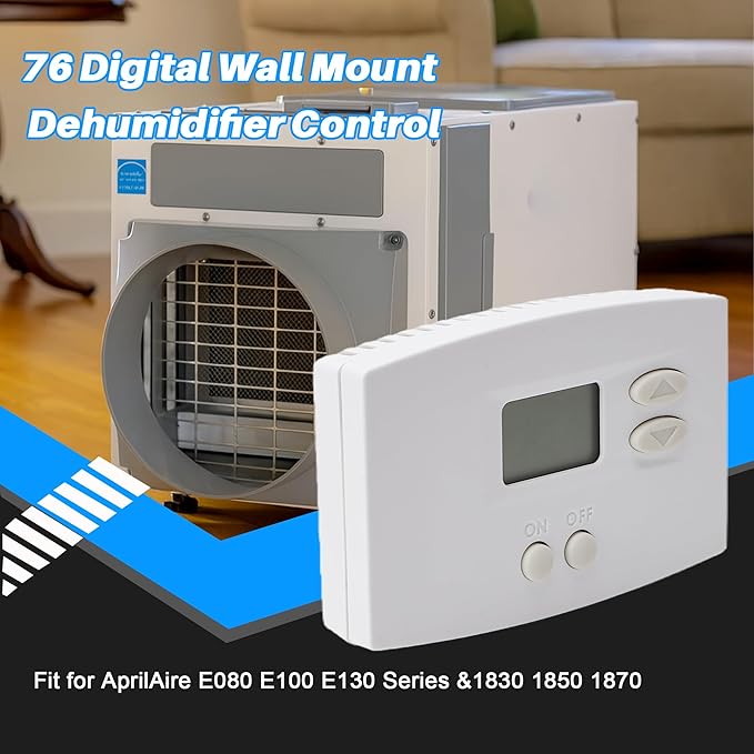 76 Digital Wall Mount Dehumidifier Control Compatible with 1800 Series & E-Series Easy Install Wall Humidity Controller Wall Mounted Digital Control for Whole Home Dehumidifiers 24VAC White Model76 - Image 2