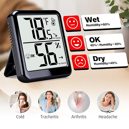 4-Pack Room Thermometer Indoor Hygrometer, Small Digital Temperature and Humidity Monitor Sensor, Temperature Humidity Gauge Meter for Home Baby Room, Plants, Pets - AAA Battery Included - Image 6