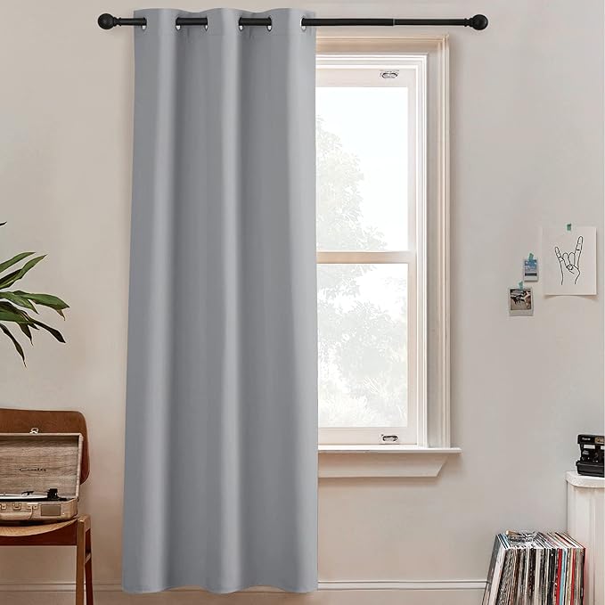 RYB HOME Sliver Grey Blackout Curtains for Patio Sliding Glass Door Full Shade Privacy Drapes for Apartment Room Patitions Shared Bedroom Backdrop, Wide 60 x Long 108 inches, 1 Panel by RYBHOME