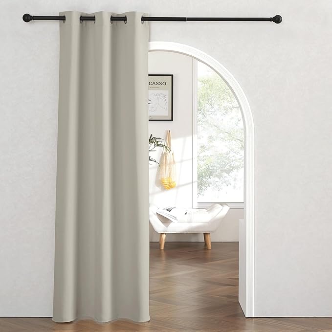 RYB HOME Temporary Doorway Curtains Blackout Privacy Room Divider Curtains Portable Drapes for Closet Wall Panel for Bedroom Living Room Dining Basement Window, W 60 x L 108 inches, Natural - Image 7