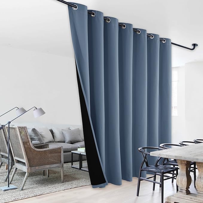 NICETOWN 100% Blackout Curtain 84 inches Long, Energy Smart & Noise Blocking Out Drape for Baby Room Window, Thermal Insulated Guest Room Lined Window Dressing (Stone Blue, 70 inches Wide) by NICETOWN