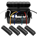 RESTMO 5-Piece Outdoor Waterproof Electrical Box Set – 12.5" x 8.5" x 5" Large & 7.1" x 2.3" x 2.3" Small, Weatherproof Boxes for Power Strip, Outlet, Plug, Socket, Timer, Holiday Light, Black by Restmo