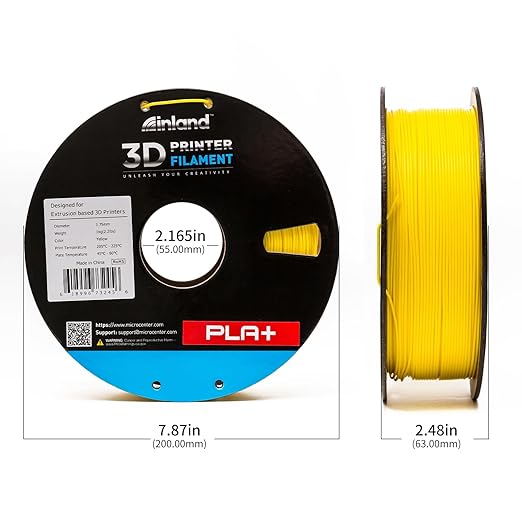 INLAND Micro Center PLA+ 3D Printing Filament 1.75mm - PLA Pro Dimensional Accuracy +/- 0.03 mm - 1kg Cardboard Spool (2.2 lbs) (1 Pack Yellow, 1.75mm) - Image 4