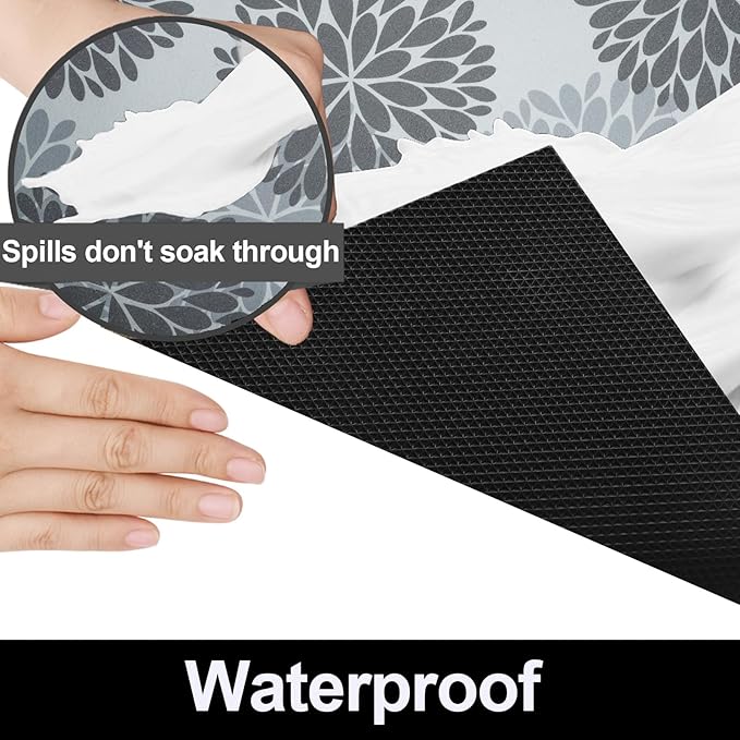 AiBOB Waterproof Under The Sink Mat, Absorbent Quick Dry Sink Liners Protect Cabinets, Durable Shelf Liners, Slip Resistant and Non-Adhesive, 24X36, Grey/Flower - Image 2