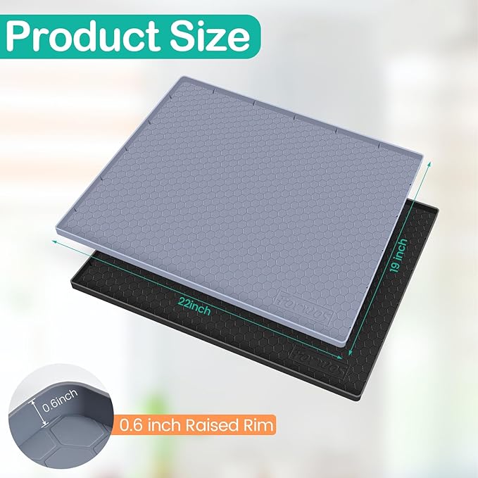 Waterproof Under Sink Mat 22" x 19", Silicone Cabinet Liner, Rubber Protector for Kitchen and Bathroom, Keeps Cabinets Clean, Dry, and Organized (Grey) - Image 2