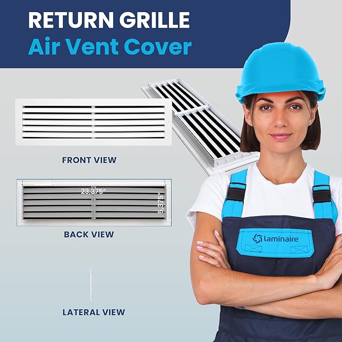 24x6 Inch (Duct Opening) Air Return Vent Cover Decorative – Premium Aluminum AC Vent Cover for Ceiling & Wall, Rustproof Grille, Ideal for Home HVAC Grille, Durable & Easy to Install by ACLAMINAIRE - Image 2