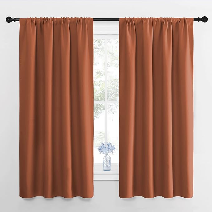 NICETOWN RV Blackout Curtains for Camper Windows, Burnt Orange, 34" x 36", Set of 2, Kitchen Curtains, Short Blackout Drapes, Thermal Insulated Rod Pocket Window Treatment Draperies for Nursery by NICETOWN