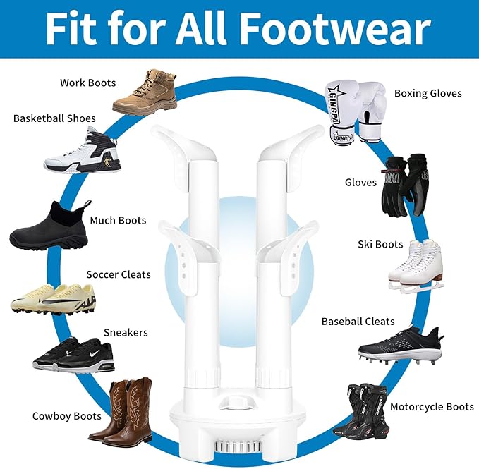Boot Dryer, Shoe Dryer and Glove Dryer with Timer and Fan, White - Image 7