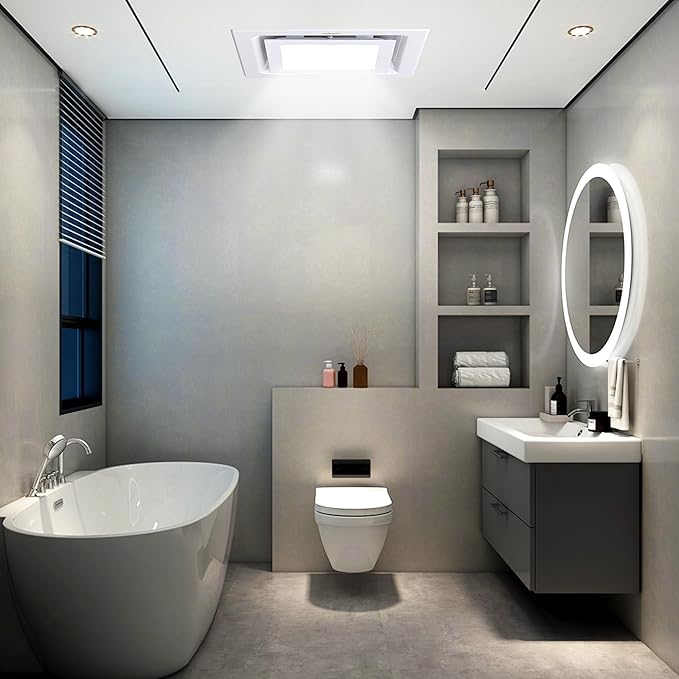 Bathroom Exhaust Fan with Light, 8 Inch Barthroom Ventilation Fan, 110 CFM 1.0 Sones Quiet Exhaust Fan, Square Exhaust Ventilation Fan Ceiling Mount - Image 7