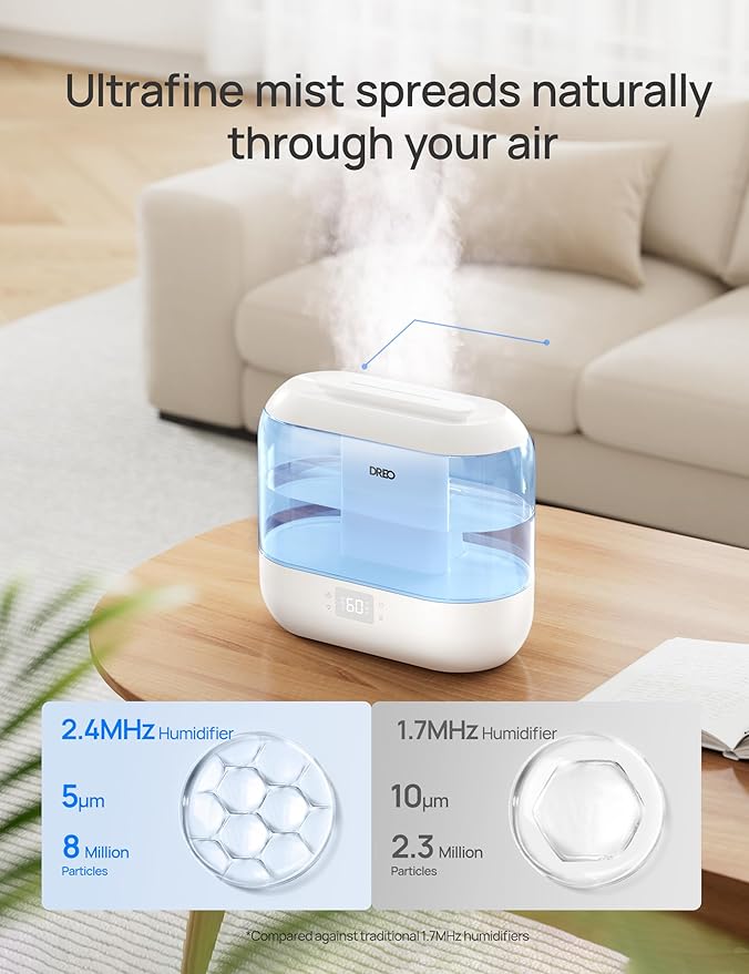 Humidifiers for Bedroom - DREO Quiet (4L Water Tank) Cool Mist Top Fill Essential Oil Diffuser for Home, Smart App & Voice Control, Rapid Ultrasonic Humidification Baby Nursery and Plants, Blue - Image 6