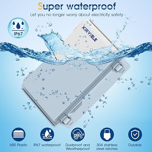 Waterproof Outdoor Project ABS Plastic Junction Box IP67 Weatherproof Dustproof Enclosure with Hinged Cover, Mounting Plate,Wall Brackets for Power Project (11"X7.5"X5.5") - Image 2