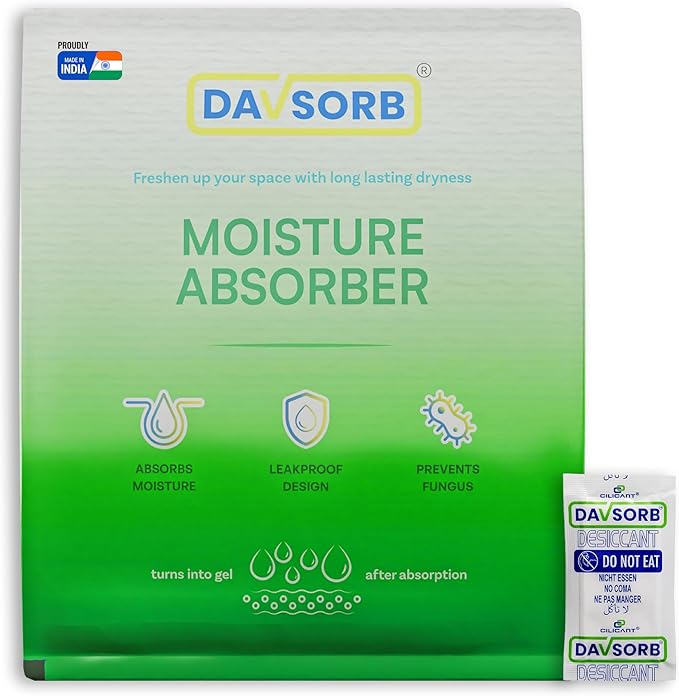 DAVSORB Dehumidifier Room Moisture Absorber - Jumbo Small Pack of 100, 5g Each Sachet for Home, Electronic Items, Wardrobe & Shoe Racks | Fights Excess Moisture by CILICAnT