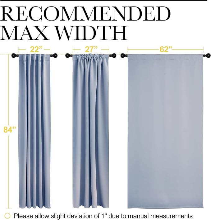 NICETOWN Blackout Curtain Panel for Living Room - (Vintage Blue Color) 62 inches Wide by 84 inches Long, 2 Panels Set, Insulated Room Darkening Window Drapes - Image 7