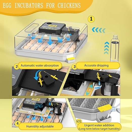 Incubators for Hatching Eggs 48 Egg Incubator with Automatic Turning and Humidity Control for Chicken Duck, Egg Candler for Chicken Eggs Goose Incubator Duck Quail Chick for Hatching Poultry (Grey) - Image 6