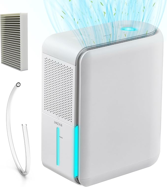 3 in 1 Dehumidifier, Humidifier & Air Filtration & aroma diffuser combo - 39Oz, Auto Humidity Control,Quiet, 27db，multifuctional colorful mist,for Bedroom/bathroom/home/basement/RV(350 sq.ft) by DINZAN