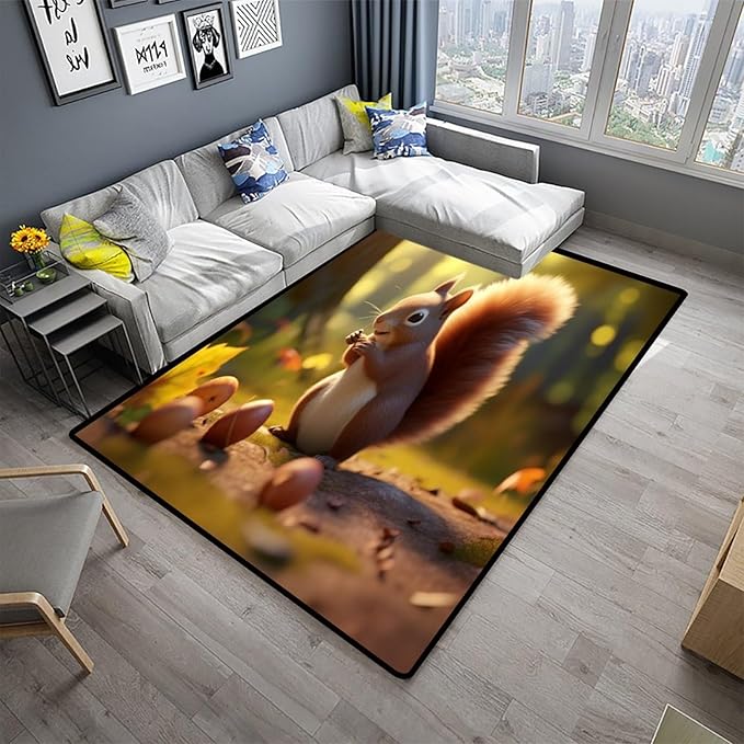 Rug, Squirrel in The Sun Pattern Printing Anti-Slip Backing Area Rugs Stain Resistant Washable Accent Rugs Non Shedding Floor Carpet for Living Room Bedroom, 24 x 36 Inch - Image 2
