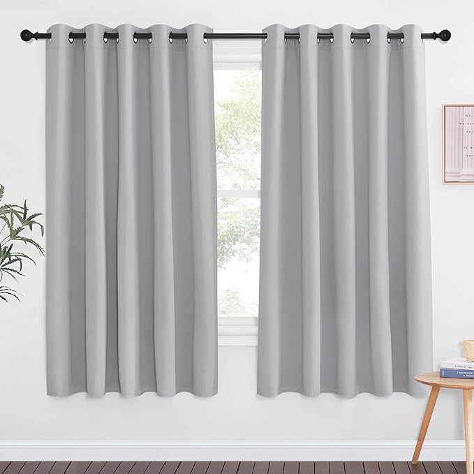 NICETOWN Blackout Curtain Drape for Bedroom - Light Reducing Thermal Insulated Solid Grommet Room Darkening Window Curtain for Living Room (1 Piece, W66 x L66, Silver Grey) by NICETOWN