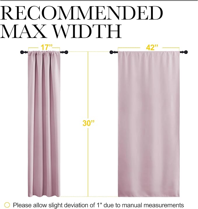 NICETOWN 2 Panels Blackout Curtains, Rod Pocket Thermal Insulated Drapes for Kitchen, Heavy Duty Small Window Treatment for Dorm Room, Studio Apartment, Basement (Baby Pink, W42 x L30) - Image 6